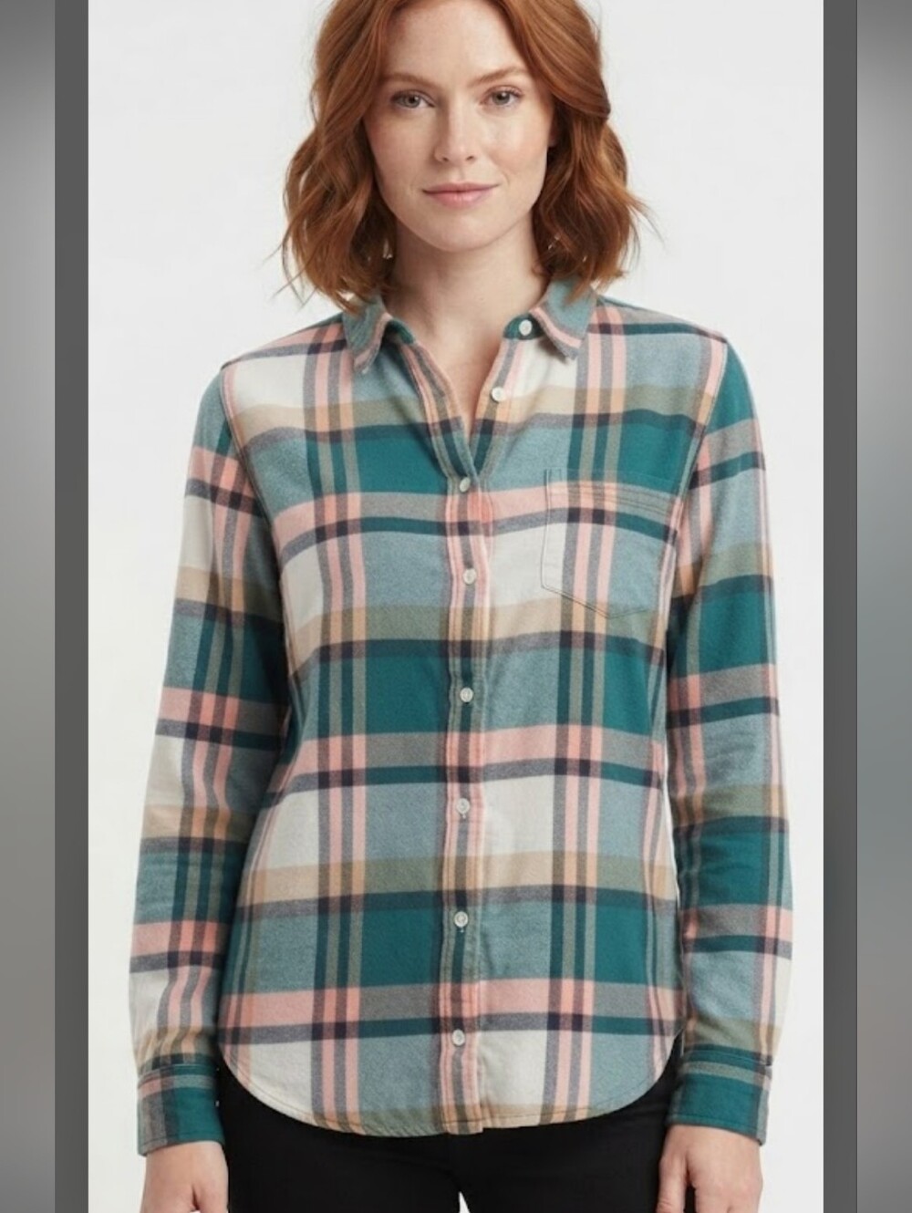 J. Crew Classic Plaid Shirt in Green and Peach